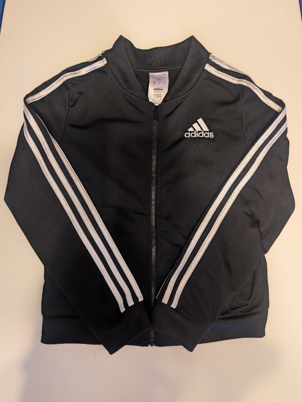 Adidas Kids Boys Black Full Zip Tricot Track Jacket Large (13-14Y)